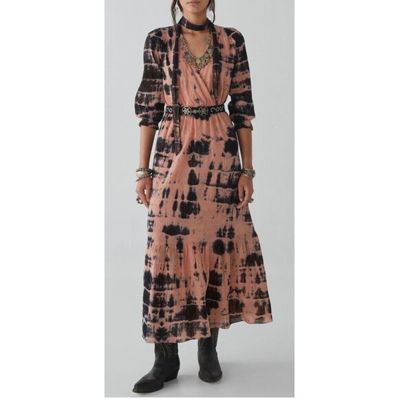 Maison Hotel Billy Dress XS Flame Pink Tie-Dye Boho Spain Brand - Picture 1 of 8